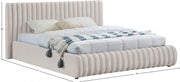 Nico Velvet Queen Bed Cream - Gate FurnitureQueen Bed