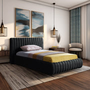 Nico Velvet Twin Bed Black - Gate FurnitureTwin Bed