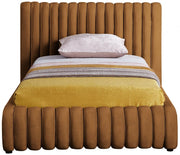 Nico Velvet Twin Bed Saddle - Gate FurnitureTwin Bed