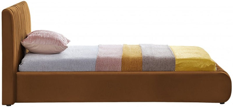 Nico Velvet Twin Bed Saddle - Gate FurnitureTwin Bed