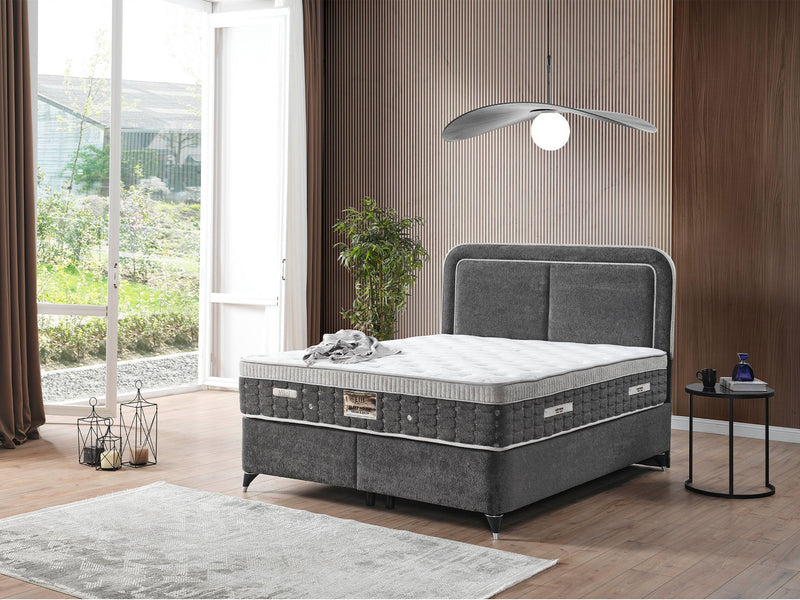 Nihal Storage Bed With Headboard - Queen in Cream - 200-ELIF-NIH-160-EY406-SB