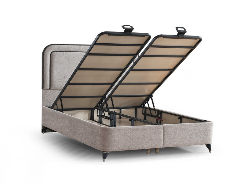Nihal Storage Bed With Headboard - Queen in Cream - 200-ELIF-NIH-160-EY406-SB