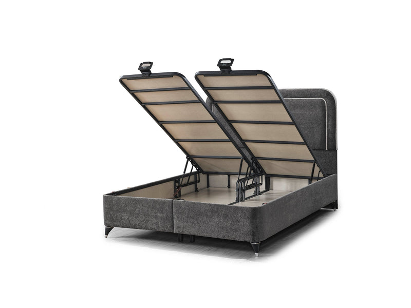 Nihal Storage Bed With Headboard - Twin in Grey - 200-ELIF-NIH-90-EY404-SB