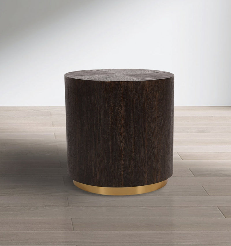 Nile Oak Wood Top And Metal Base End Table in Brown - 218-E