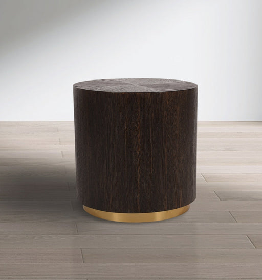 Nile Oak Wood Top And Metal Base End Table in Brown - 218-E
