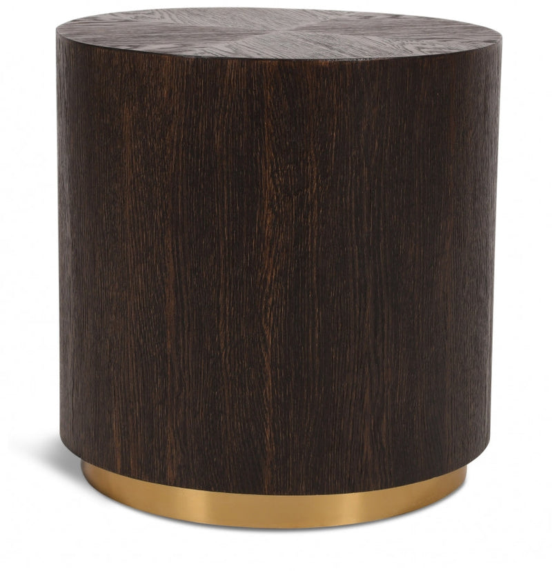 Nile Oak Wood Top And Metal Base End Table in Brown - 218-E