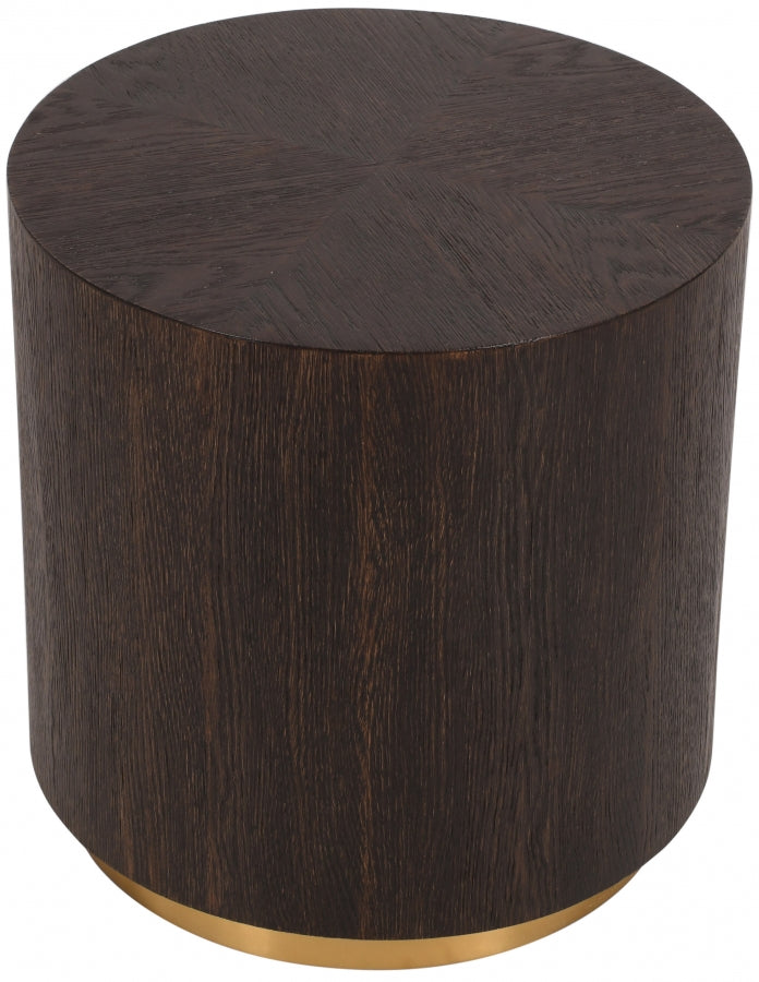 Nile Oak Wood Top And Metal Base End Table in Brown - 218-E