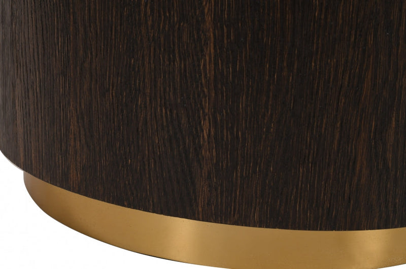 Nile Oak Wood Top And Metal Base End Table in Brown - 218-E