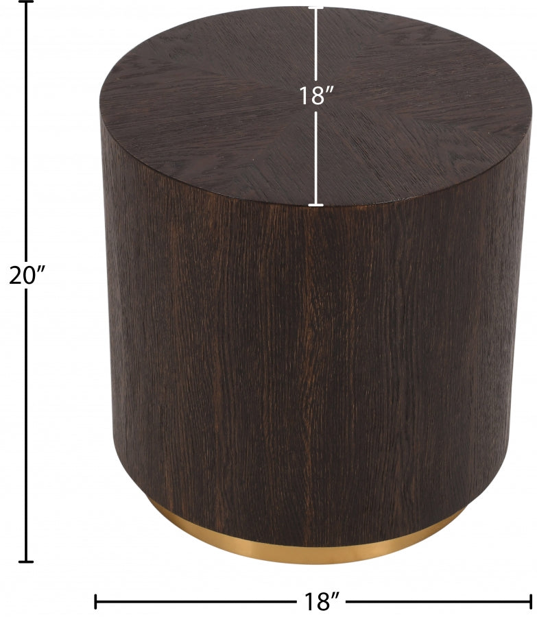 Nile Oak Wood Top And Metal Base End Table in Brown - 218-E