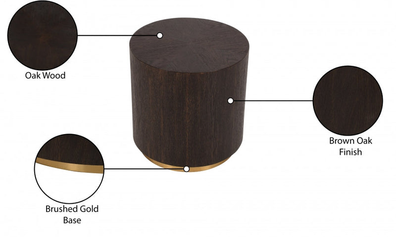 Nile Oak Wood Top And Metal Base End Table in Brown - 218-E