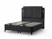 Nilufer Storage Bed With Headboard - Queen in Anthracite - 200-ELIF-NIL-150-EY380-SB