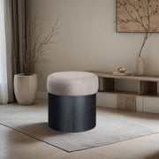 Nimes Velour Fur Fabric Upholstered Ottoman in Beige - 22078Beige