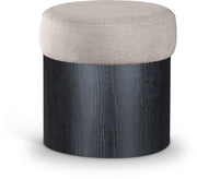 Nimes Velour Fur Fabric Upholstered Ottoman in Beige - 22078Beige
