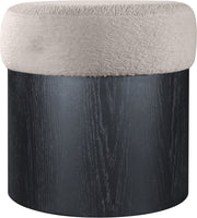 Nimes Velour Fur Fabric Upholstered Ottoman in Beige - 22078Beige