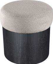Nimes Velour Fur Fabric Upholstered Ottoman in Beige - 22078Beige