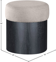 Nimes Velour Fur Fabric Upholstered Ottoman in Beige - 22078Beige