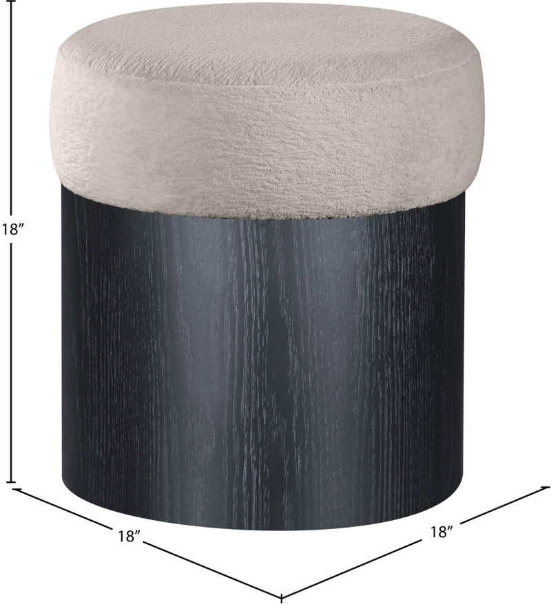 Nimes Velour Fur Fabric Upholstered Ottoman in Beige - 22078Beige
