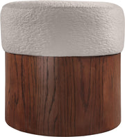 Nimes Velour Fur Fabric Upholstered Ottoman in Beige - 22079Beige