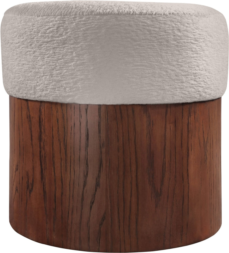 Nimes Velour Fur Fabric Upholstered Ottoman in Beige - 22079Beige