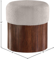 Nimes Velour Fur Fabric Upholstered Ottoman in Beige - 22079Beige