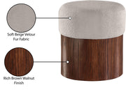 Nimes Velour Fur Fabric Upholstered Ottoman in Beige - 22079Beige