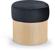 Nimes Velour Fur Fabric Upholstered Ottoman in Black - 22077Black