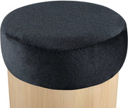 Nimes Velour Fur Fabric Upholstered Ottoman in Black - 22077Black