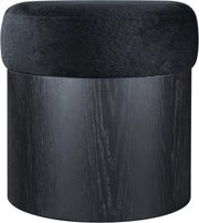 Nimes Velour Fur Fabric Upholstered Ottoman in Black - 22078Black