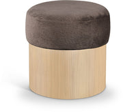 Nimes Velour Fur Fabric Upholstered Ottoman in Brown - 22077Brown