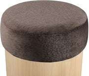 Nimes Velour Fur Fabric Upholstered Ottoman in Brown - 22077Brown