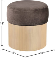 Nimes Velour Fur Fabric Upholstered Ottoman in Brown - 22077Brown