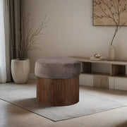 Nimes Velour Fur Fabric Upholstered Ottoman in Brown - 22079Brown