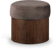 Nimes Velour Fur Fabric Upholstered Ottoman in Brown - 22079Brown
