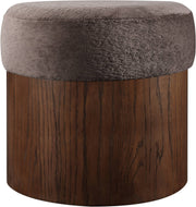 Nimes Velour Fur Fabric Upholstered Ottoman in Brown - 22079Brown