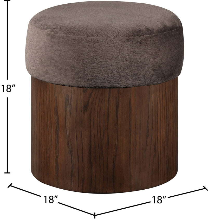 Nimes Velour Fur Fabric Upholstered Ottoman in Brown - 22079Brown