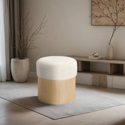 Nimes Velour Fur Fabric Upholstered Ottoman in Cream - 22077Cream