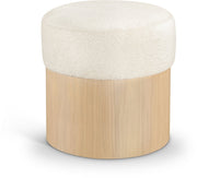 Nimes Velour Fur Fabric Upholstered Ottoman in Cream - 22077Cream