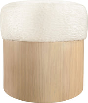 Nimes Velour Fur Fabric Upholstered Ottoman in Cream - 22077Cream