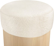 Nimes Velour Fur Fabric Upholstered Ottoman in Cream - 22077Cream