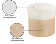 Nimes Velour Fur Fabric Upholstered Ottoman in Cream - 22077Cream