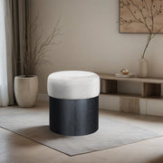 Nimes Velour Fur Fabric Upholstered Ottoman in Cream - 22078Cream