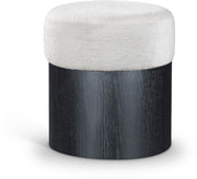 Nimes Velour Fur Fabric Upholstered Ottoman in Cream - 22078Cream