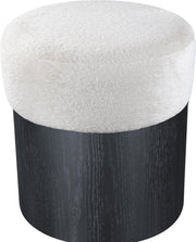 Nimes Velour Fur Fabric Upholstered Ottoman in Cream - 22078Cream