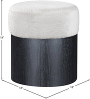 Nimes Velour Fur Fabric Upholstered Ottoman in Cream - 22078Cream