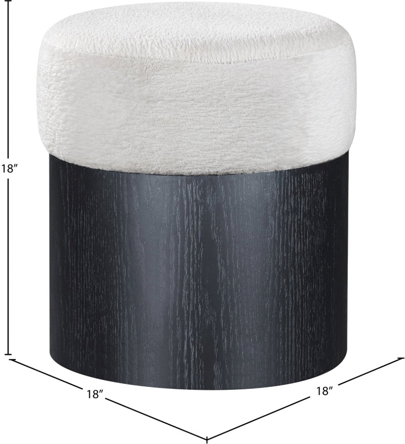 Nimes Velour Fur Fabric Upholstered Ottoman in Cream - 22078Cream