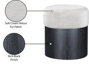 Nimes Velour Fur Fabric Upholstered Ottoman in Cream - 22078Cream