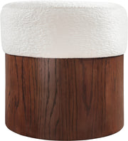 Nimes Velour Fur Fabric Upholstered Ottoman in Cream - 22079Cream