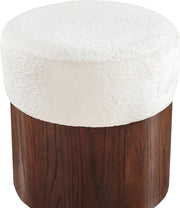 Nimes Velour Fur Fabric Upholstered Ottoman in Cream - 22079Cream