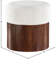 Nimes Velour Fur Fabric Upholstered Ottoman in Cream - 22079Cream