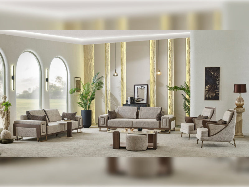 Nirvana 4-pieces (2 Four Seat Sofa & 2 Chair) Livingroom Set Beige in Beige - 101-NIR-MED125-4411